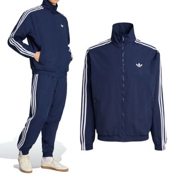Adidas Firebird Wvn Tt 男款 藍色 復古 經典 三葉草 立領 運動 休閒 外套 KE1365