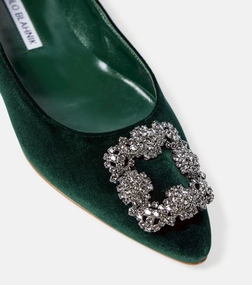 Manolo Blahnik Hangisi embellished velvet ballet flats