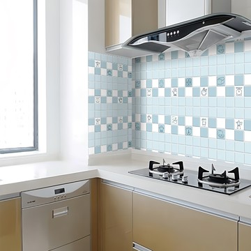 費歐家 彼岸蔚藍 300 x 60cm 廚房防油汙壁貼 易清潔 美觀實用  1張