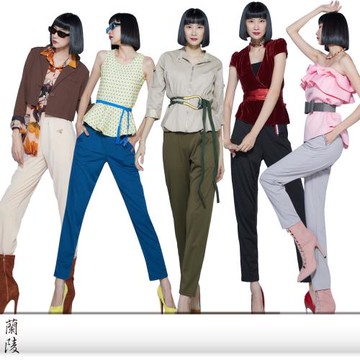 蘭陵(5入)細緻素色口袋絲緞造型長褲L03-43