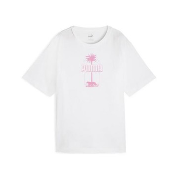 Puma 短袖 Palm Resort Tee 女款 白 粉 寬鬆 短T  68300502