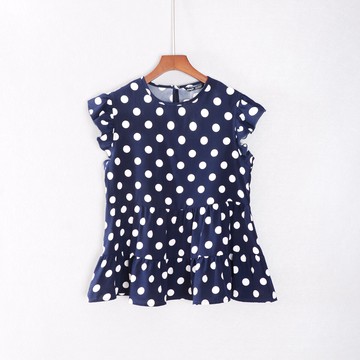 修身短袖圓領波點套頭襯衫氣質上衣服顯瘦潮