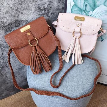 外貿女包波西米亞風格民族手機包風森系麻花流蘇馬鞍包斜挎包小包