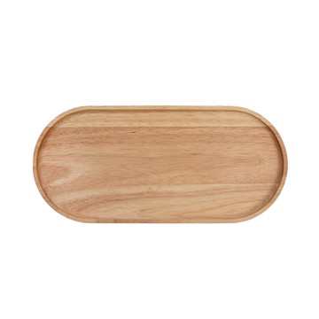 HOLA 和樂家居 橡膠木托盤 400g  35 x 16 x 2cm  橢圓型原木色  1個