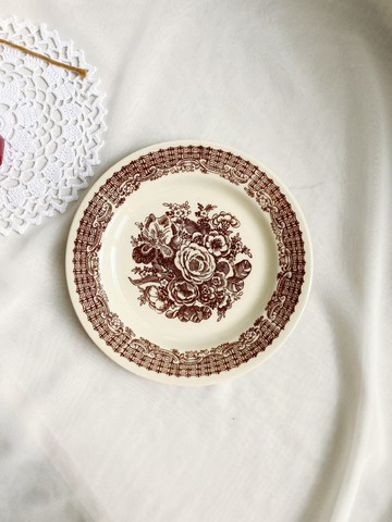 【好日戀物】 德國帶回Colditz Porzellan淺米色咖啡花紋花卉盤