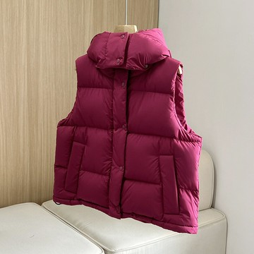 現貨+預購 真羽絨90%白鴨絨羽絨背心羽絨衣夾克-保暖可拆卸帽子顯瘦女外套3色74ia59【獨家進口】【米蘭精品】