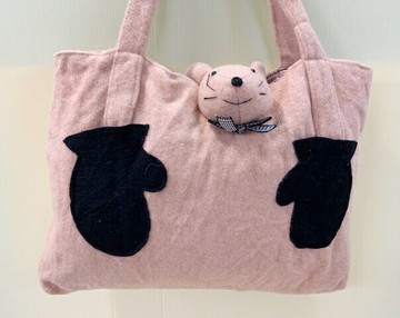 【震撼精品百貨】Hello Kitty 凱蒂貓 日式素面肩背袋/手提袋-老鼠絨毛粉#46740 震撼日式精品百貨