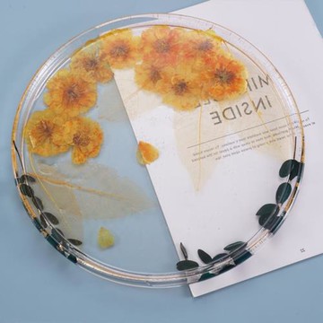 水晶滴膠盤子大托盤圓形鏡面碟子模具diy手作干花杯墊擺臺模具