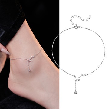 NEA2405001 Charme 韓國新品 愛戀星斗 北斗七星造型垂墜水晶鑽 腳鍊