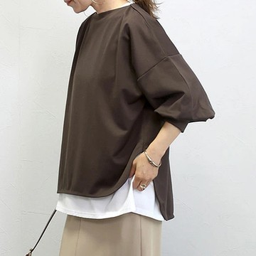 初色 日系寬鬆圓領純色長袖T恤上衣女上衣-共3色-38311(M-XL可選)