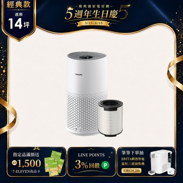 ★限時4折 送濾網★飛利浦奈米級抗敏空氣清淨機(AC1711/80)-白小奈輕量版-適用14坪