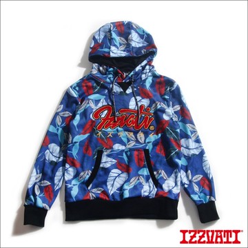 IZZVATI-花草迷彩帽T-藍