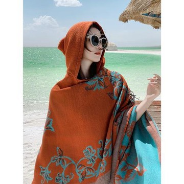 旅游穿搭秋冬新疆拍照圍巾女披風