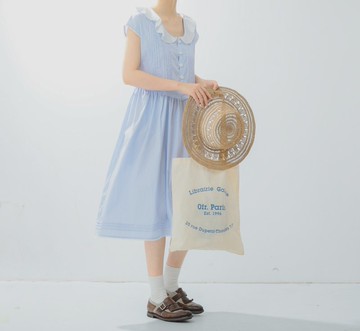 【清新自然】法式復古/花瓣領棉質連衣裙