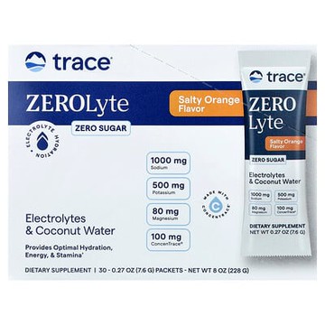 Trace, TM Sport，ZeroLyte，電解質混合飲品，鹹橙子味，30 包，每包 0.27 盎司（7.6 克）