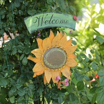 向日葵歡迎光臨入戶門掛件鐵藝掛牌提示森林主題裝飾森系空中掛飾