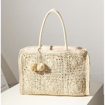 Sp house 休閒草編鏤空手提女用大容量包(2色可選)