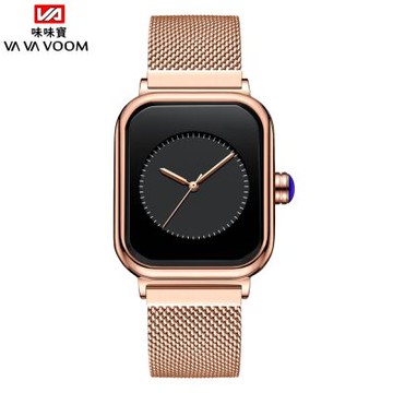 【VA VA VOOM 味味寶】米蘭時尚簡約方形鋼帶錶 VA-2391-WFF