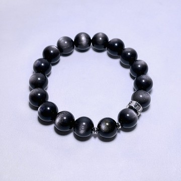 極度避邪 頂級銀曜石 10.5mm 手鍊