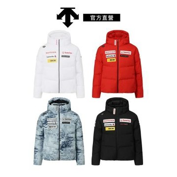 【DESCENTE】迪桑特 SWISS SKI 男士 連帽羽絨外套(黑色/白色/紅色/花紋)