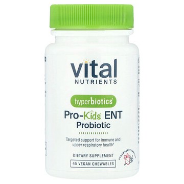 Vital Nutrients, Hyperbiotics®，PRO-Kids® ENT 益生菌，草莓香草味，45 片全素咀嚼片