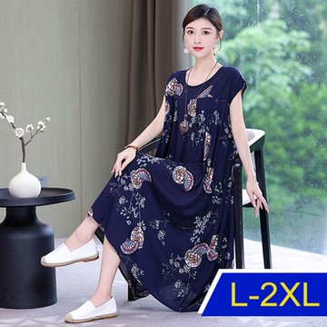 [韓國K.W.]手感柔軟寬鬆棉綢洋裝(渡假風/棉綢/輕薄)