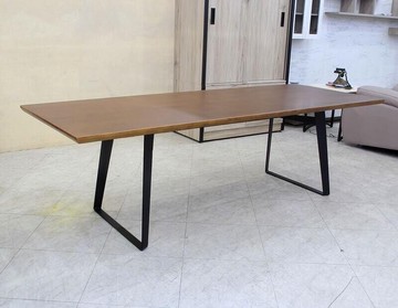 歐風別館康庭精品3*8尺胡桃色全實木餐桌基隆至台中免運費