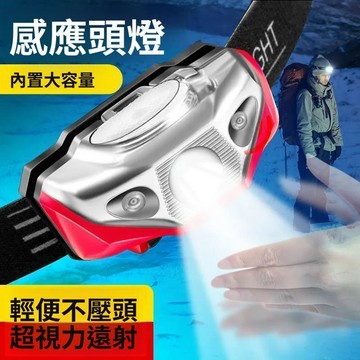 LED頭燈 超亮頭燈 手電筒 可充電感應款 頭戴式照明 夜釣魚燈 小型便攜 強光燈 感應燈