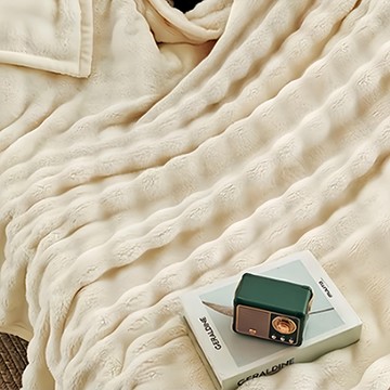 泡泡兔毛絨保暖空調毛毯 米白色  雙人 150 x 200cm