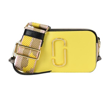 MARC JACOBS SNAPSHOT 防刮撞色雙層斜背/相機包-黃/褐 _廠商直送