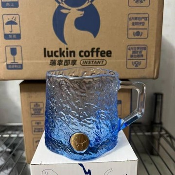 ✨臺灣出貨✨【瑞幸】瑞幸 靈感時刻 冰川冷水杯 全新瑞幸玻璃杯 瑞幸冰藍杯 周邊 全新杯子 漸變藍 高級感 馬克杯