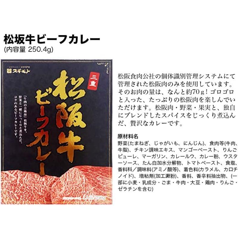 お得用4箱セット 高級レトルトカレー 松坂牛ビーフカレー スギモト 250.4g×4箱