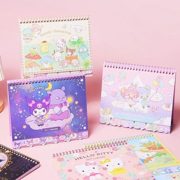 人氣新品💕2027桌曆 日曆 行事曆 2027年日式線圈台曆 羊年卡通日曆 美樂蒂玉桂狗桌面擺件 記事備忘月