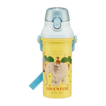 Skater 彈蓋直飲銀離子兒童水壺 480ml  好奇猴喬治 黃色  1個