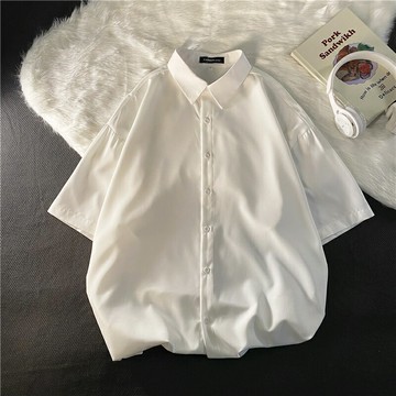 襯衫 男士夏季冰絲短袖 薄襯衣 日系痞帥男裝外套【不二雜貨】