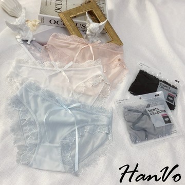 【HanVo】天天出貨 如夢似幻!小仙女網紗蕾絲中腰內褲 涼感透膚 微性感輕盈網紗蕾絲 女生內褲 A11-5585