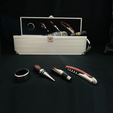 飛行概念鋁合金手提式酒盒 1入組