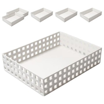 GINII 基尼 積木系列收納籃 G10141F 象牙白 聚苯乙烯PS 耐熱溫度80°C  28 x 21 x 6.5cm  6個