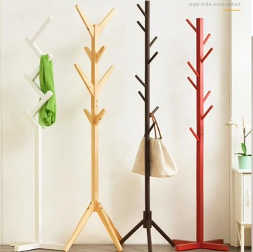 實木衣帽架簡約落地掛衣架簡易衣服收納架子