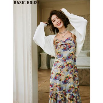 (免運)Basic House/百家好馥芮白薄款冰絲披肩坎肩防曬衫針織開衫女秋冬