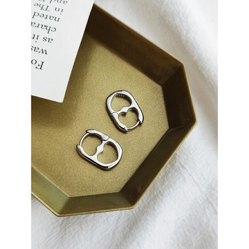 【SK飾品】H字母圓扣耳環【821736】S925純銀耳針 圈圈耳環