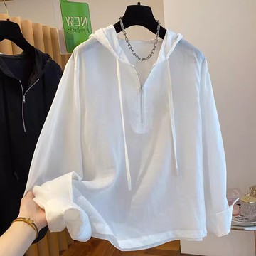 【ACheter】韓版半拉鍊連帽休閒長袖上衣# 125812