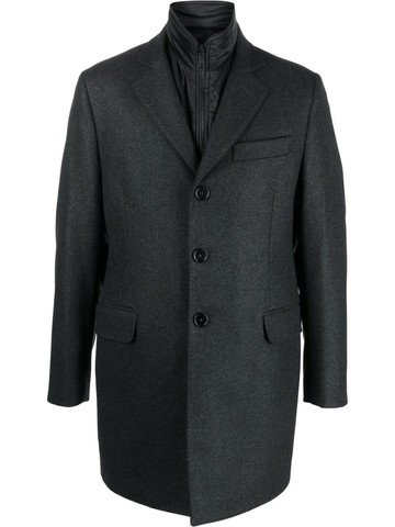 Fay - layered single-breasted coat - men - Polyamide/Polyester/Viscose/Cashmere/Wool - S - Grey
