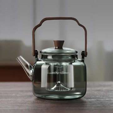 圍爐煮茶壺透黑提梁壺玻璃電陶爐煮茶器炭火爐燒水蒸煮一體泡茶壺