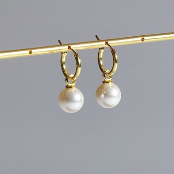 GINYA 珍珠之耀 Golden Pearl 黃金圈925純銀珍珠耳環