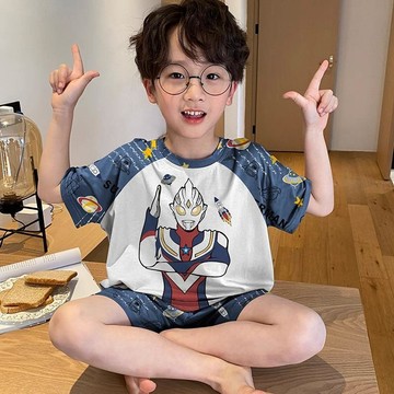 台灣出貨 新品男童睡衣 夏季短袖褲薄款兒童家居服 小男孩睡衣 青少年睡衣 寶寶家居服 大童可愛睡衣 卡通睡衣 小男生睡衣