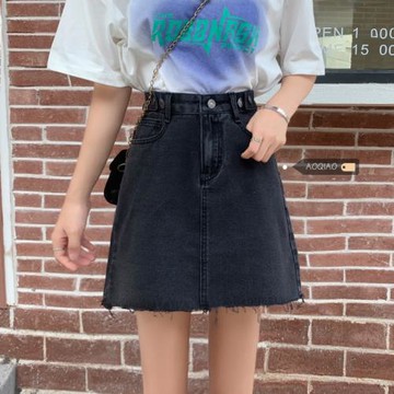 辣妹牛仔短裙女秋季2025年新款大碼胖妹妹mm高腰a字包臀半身裙子