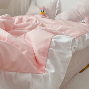 夏涼被芯四件套空調被子夏季春秋被夏被薄款兒童單雙人公主風粉色
