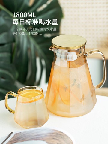 摩登主婦輕奢藝術冷水壺涼水壺家用耐高溫玻璃大容量裝水瓶套裝