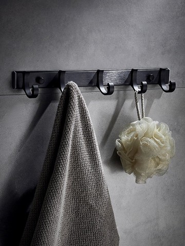 雅美姬免打孔 美式黑色移動掛鉤浴室毛巾掛廁所收納衣鉤粘鉤壁掛